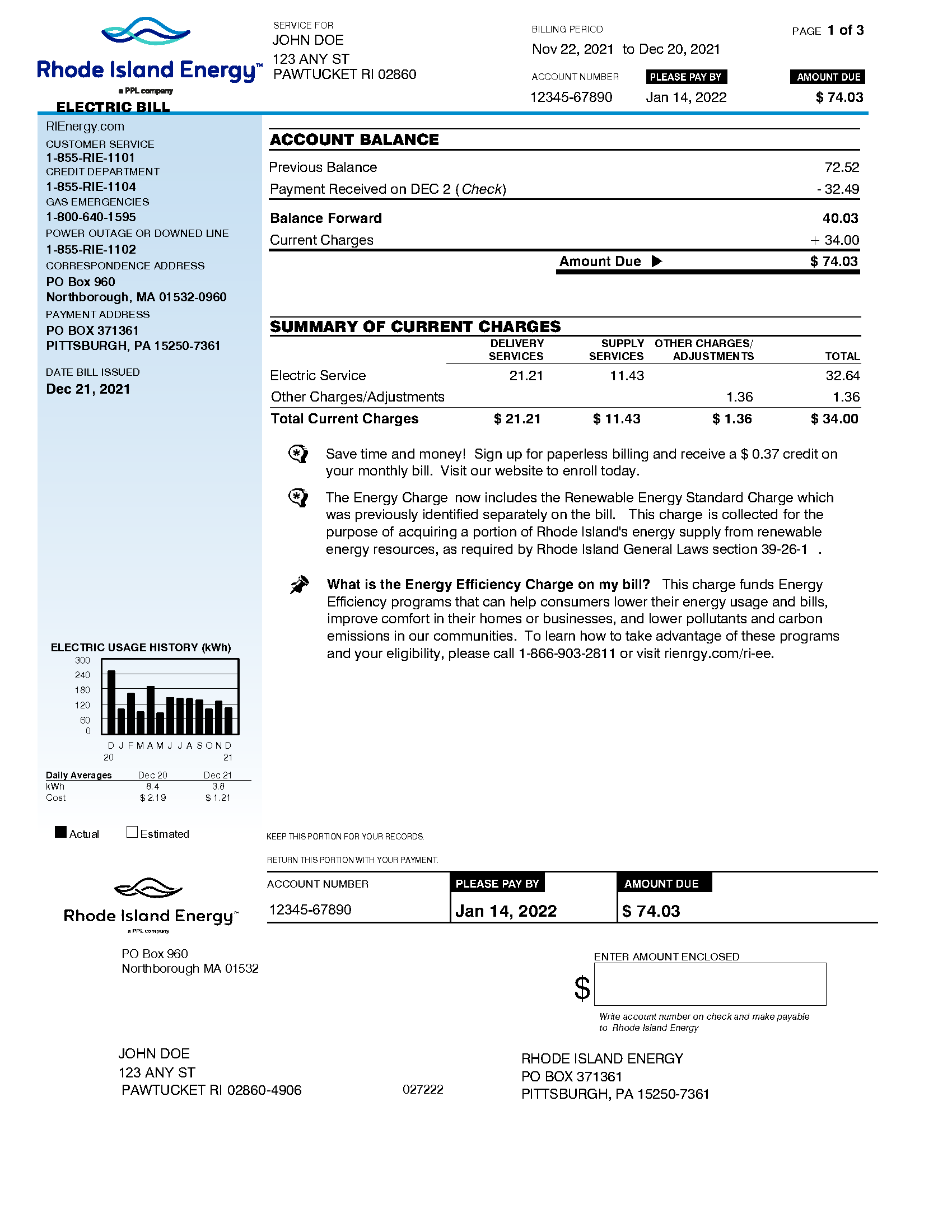 Basic Electric Bill - Page 1