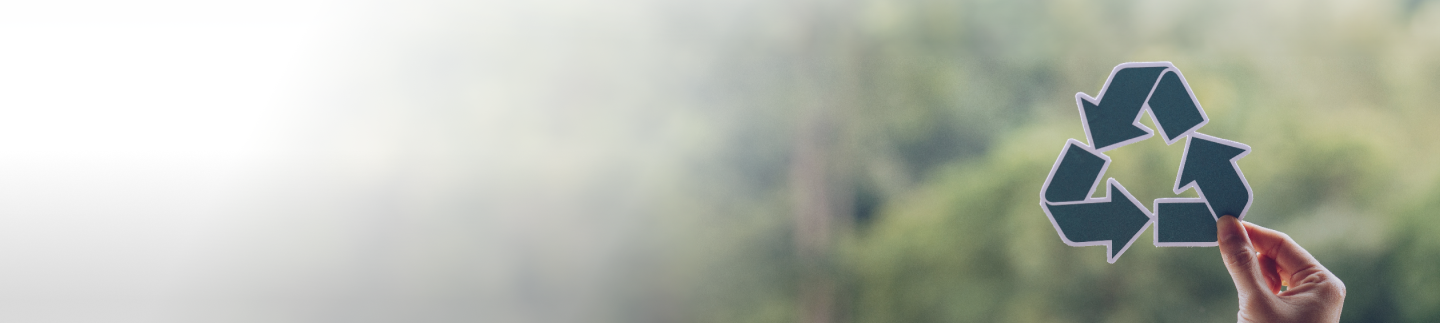 A recycling sign against the background of untouched nature
