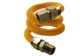 A dark yellow connector for gas appliances